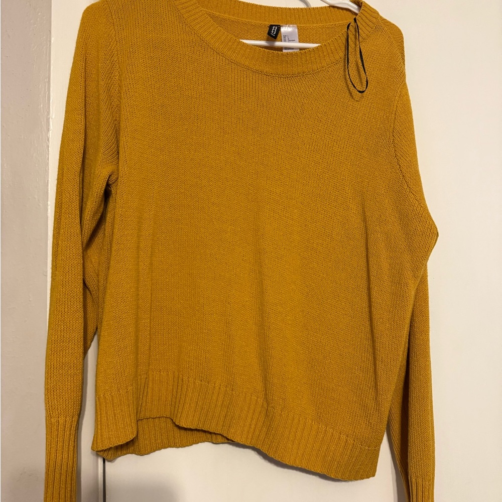 H&M Yellow Crew Neck Sweater Soft Knit Casual